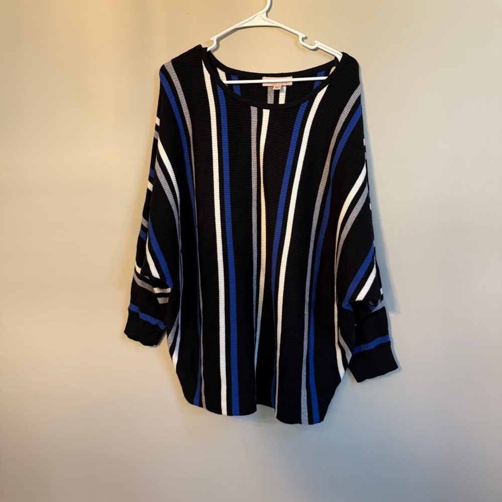 Philosophy Black and Blue Striped Blouse